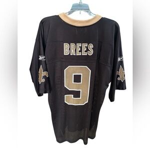 Reebok Gold and Black Mesh Sports Jersey Drew Brees #9 New Orleans Saints Size L